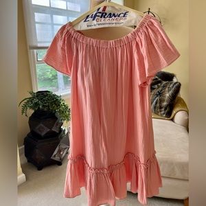 Worn once!  Rebecca Taylor size M peach cotton dress - off the shoulder!